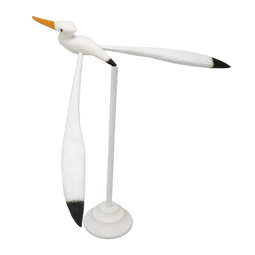 5pcs Balancing Seabird Figurine Wood Stable Base Seagull Figurine Mobiles Bird Sculpture  For Patio