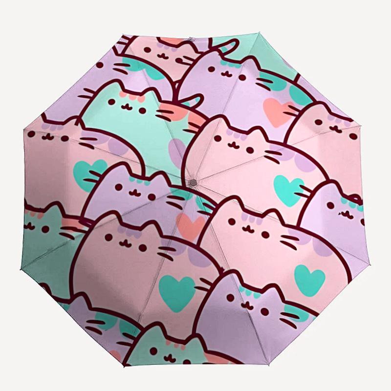 

1pc Cats Hearts Automatic Open/Close Umbrella Compact Folding Umbrella, All-Season Portable Umbrella for Women/Men F1124310