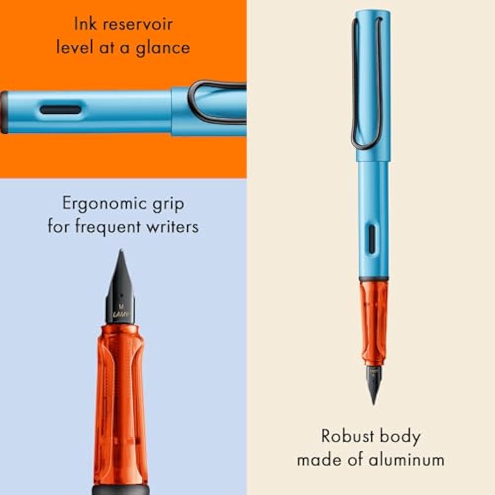 Lamy Al-Star Denim Fountain Pen - Ergonomic Grip & Polished Steel Line Width M - Lightweight Alum...