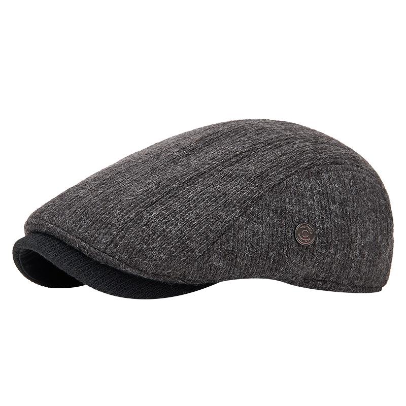 Men's Autumn & Winter Knitted Duckbill Cap with Velvet - Fashionable British Newsboy Beret