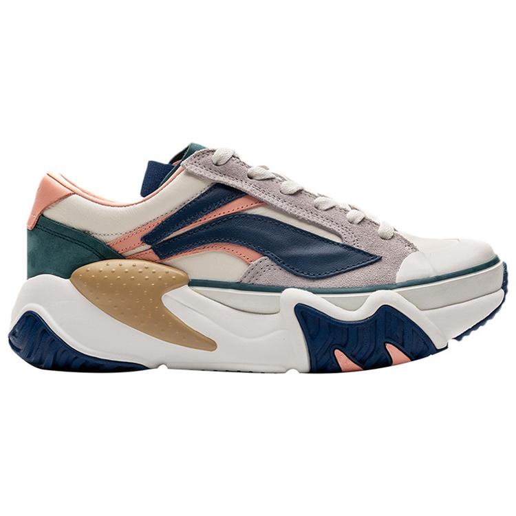 Li Ning Wave Slip Resistant Abrasion Resistant Low top Casual Shoes Women's White Blue Pink AGCP378-3