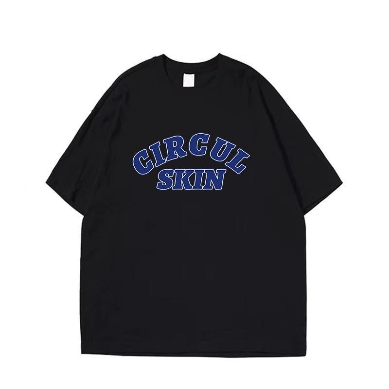 Cotton Men's Round Collar T-shirt Drop-Shoulder Five-Quarter Sleeve Loose Plus Size Trend All-Match Top