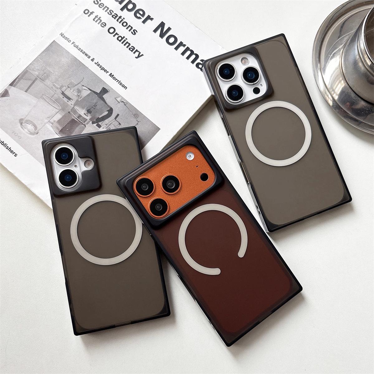 

Square Matte Black Translucent Magnetic Phone Case for iPhone 14/13/12/11 Promax 13