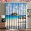 2D Flat Printing 2pcs Curtain Scene Curtains Tropical Beach Paradise Digital Printed Polyester Drapes Festive Wall Decor Perfect