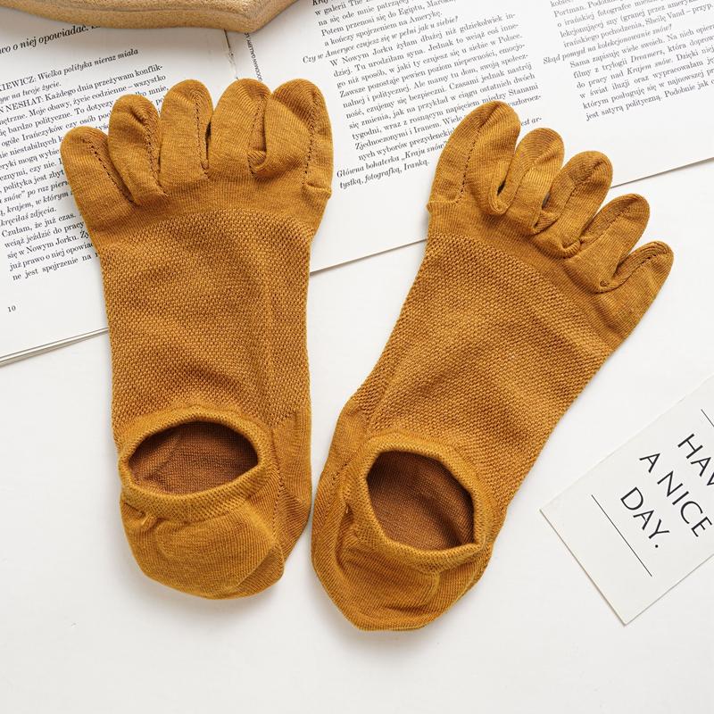 Men's Five-finger Socks Summer Thin Breathable Split Toe Socks Invisible Mesh Boat Socks Solid Color Cotton Socks Deodorant Sweat-absorbent Socks