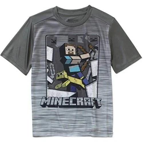 Minecraft Boys Minecraft Gary In Action 2-Tone Gray Shirt New Small (6-7) M