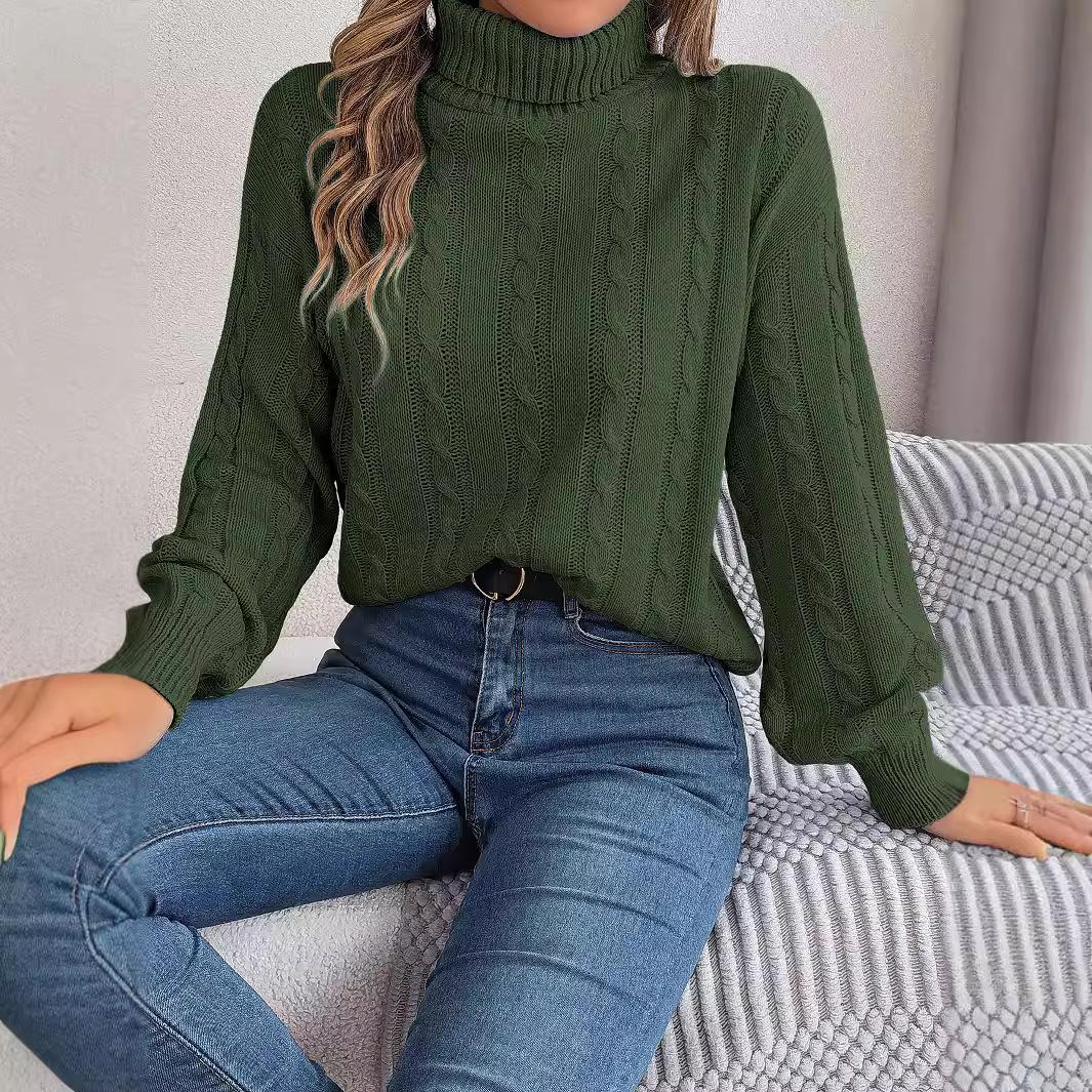 

Женские водолазки, свитера с высоким воротником и длинным рукавом, вязаный пуловер, джемпер, мягкий трикотаж, топы L армия зеленый