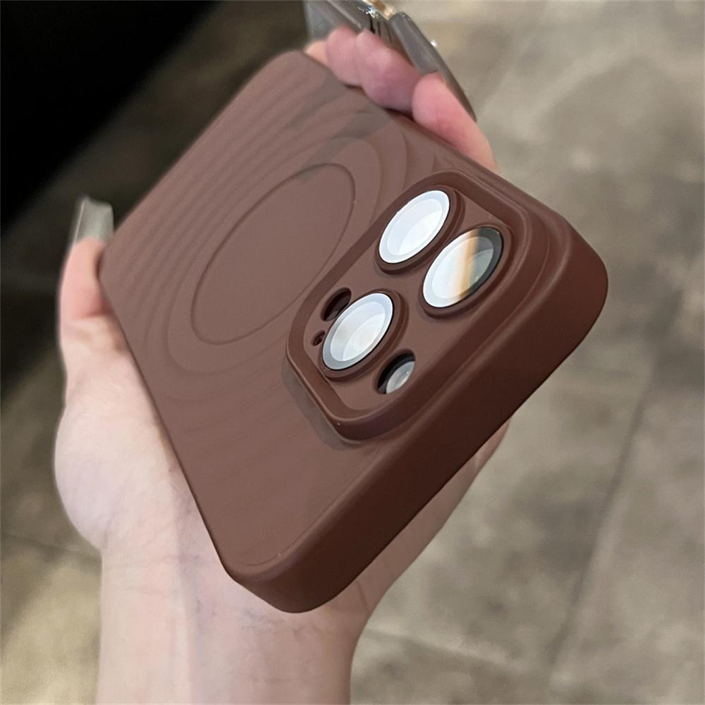 Luxury Wave Ripple Pattern Phone Case For iPhone 15 14 13 Pro Max Solid Color Lens Film Camera Protection Shockproof PC Cover