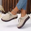 Fashion Autumn Womens Casual Shoes 2025 New Lace Up Faux Leather Loafers Shoes Comfortable Soft Sole Mom Shoe Women Flat Sneakers Ladies