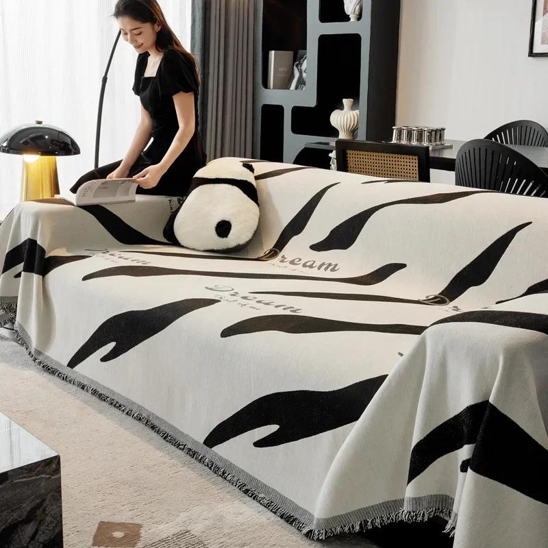 1/2/3Seater Print Chenille Sofa Throw Blanket Double-Side Anti-Wear Sofa Towel Camping Outdoor Blanket Tablecloth For Home Decor