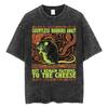 Trouw Aan De Kaas Grafisch T-shirt Unisex Gewassen Katoen Vintage Muis Gruwelen Print Tee Harajuku Stijl Zomer Top Streetwear