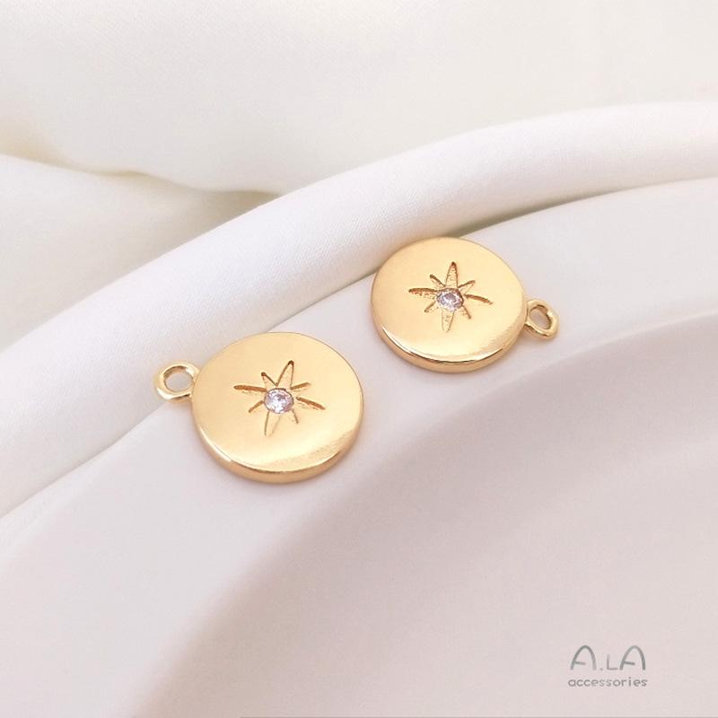 14K Gold-Filled Zircon Star Pendant Charm for DIY Jewelry