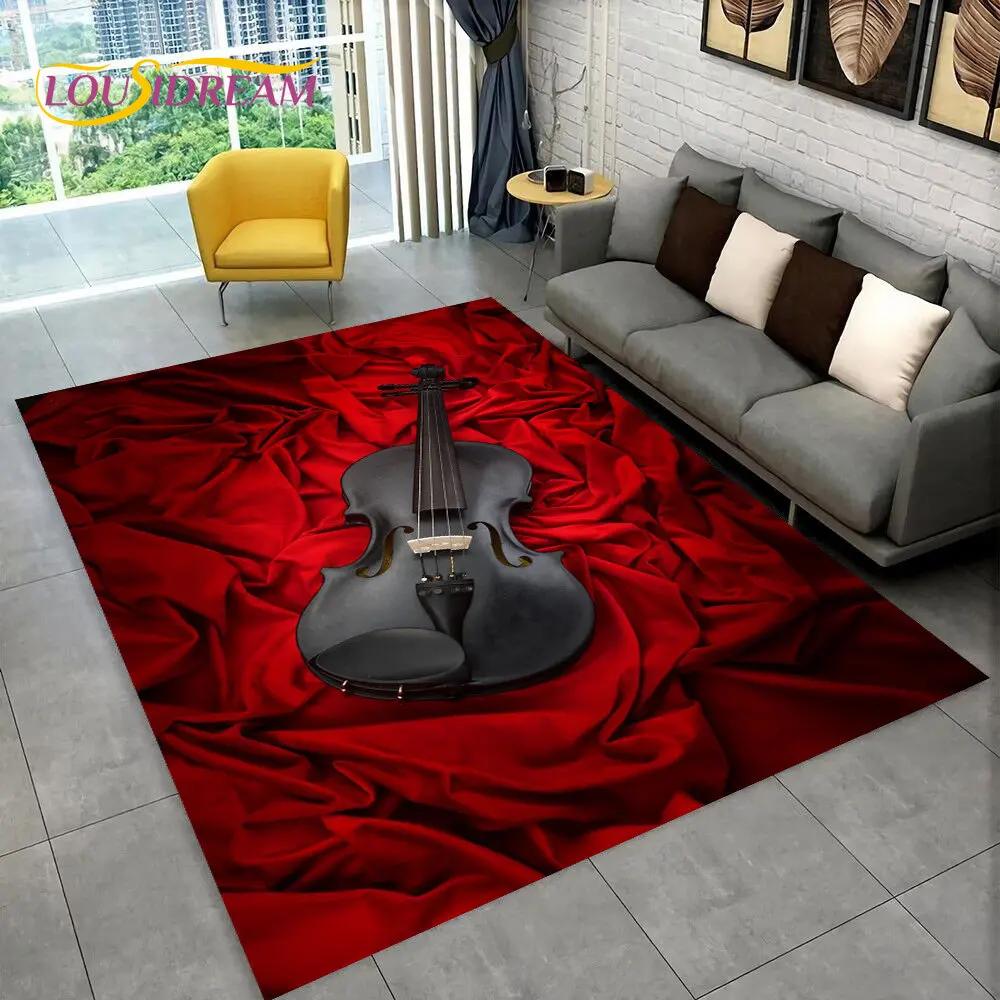 Classical Violin Instrument Music Area Rug,Carpet for Home Living Room Bedroom Sofa Doormat Kitchen Decor,kid Non-slip Floor Mat