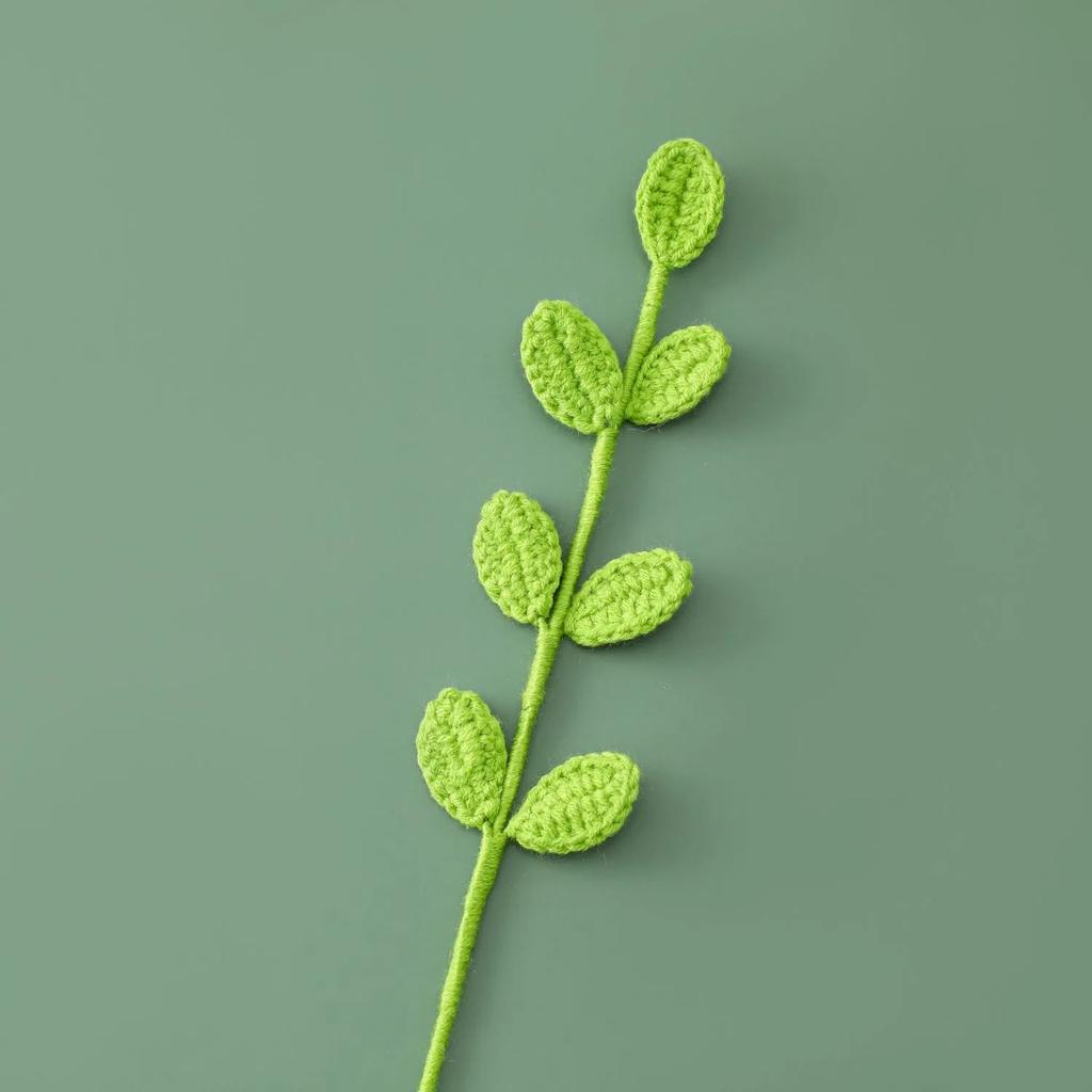 1pc Crochet Leaves Knitted Eucalyptus Leaves Handmade Knitting Plant Artificial Plant for Flower Vase Home Decor