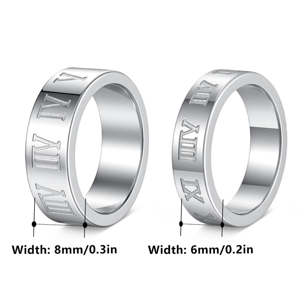 Trendy Men's Titanium Steel Roman Numerals Ring - Non-fading Vacuum Plated Jewelry.