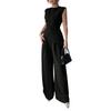 Women's 2-Piece Fashionable Casual Sleeveless Asymmetric Top And Wide-Leg Pants Set