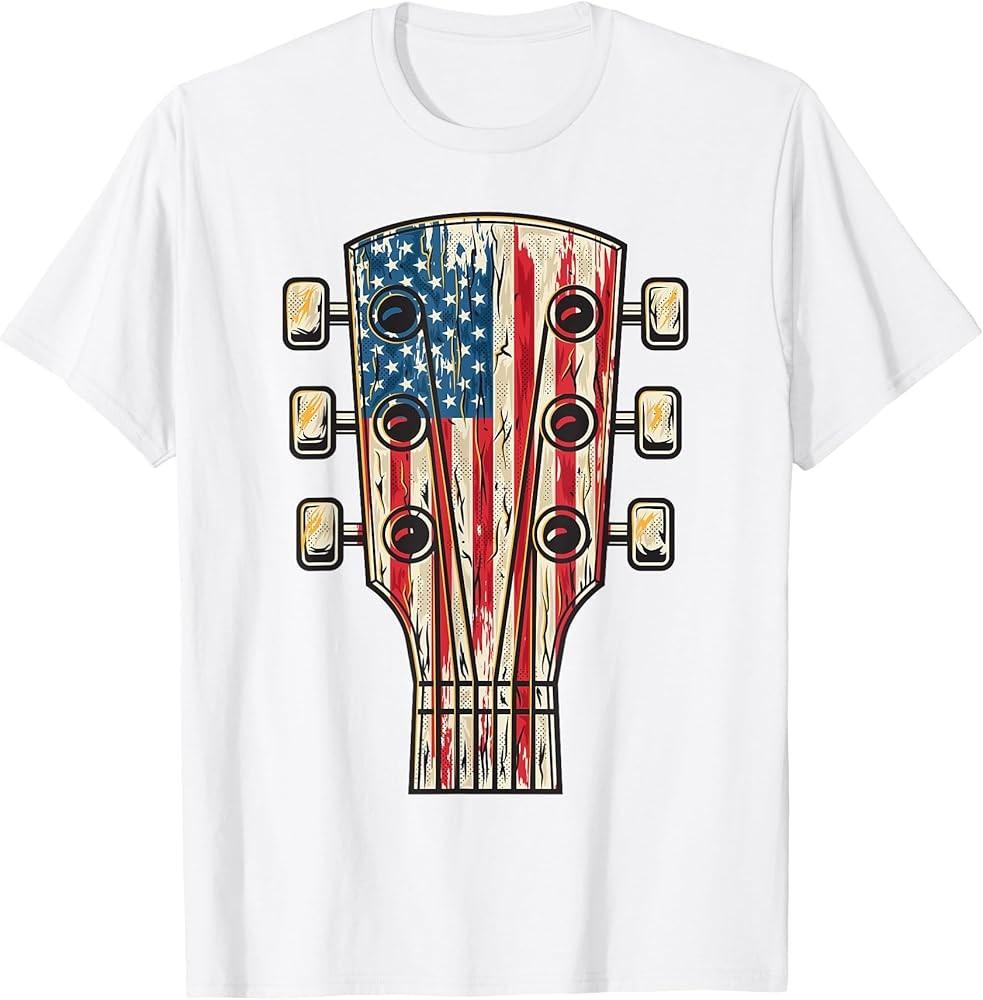 American Flag Guitar 4th of July Guitarist USA Country Music TShirt Unisex T-Shirt