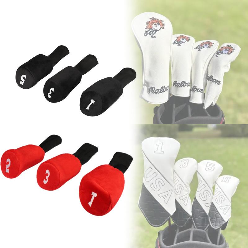 Golf Accessories Club Cotton Head Covers Plush Interior Wooden Club Protection