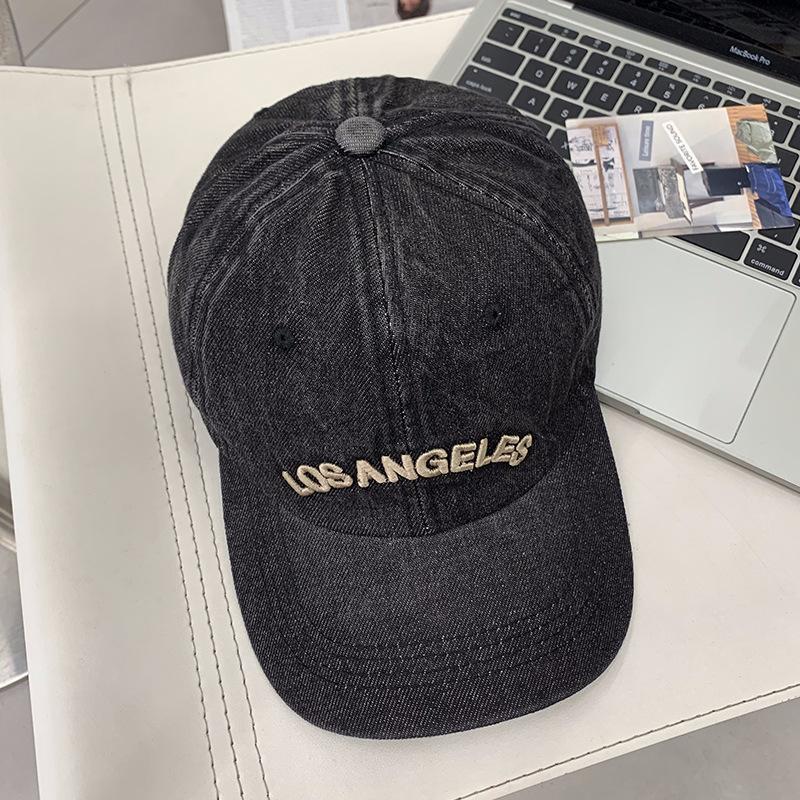 

Синяя летняя стильная джинсовая бейсболка для женщин с широким козырьком, регулируемый размер чёрный