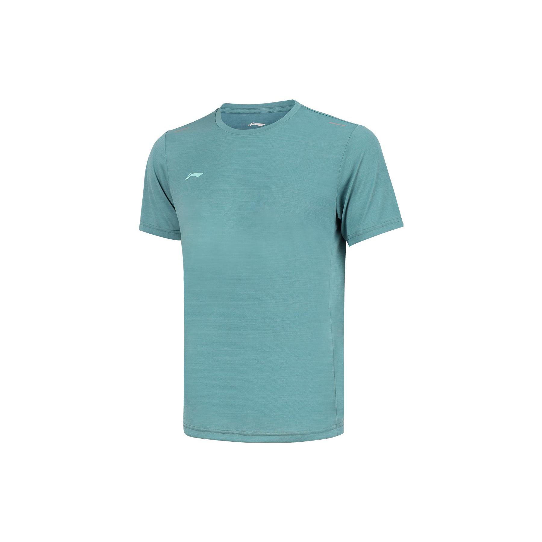 Li Ning T Shirts Men s Lake Blue Crew Neck Moderate Straight Fit ATSS599-4 XXXXL