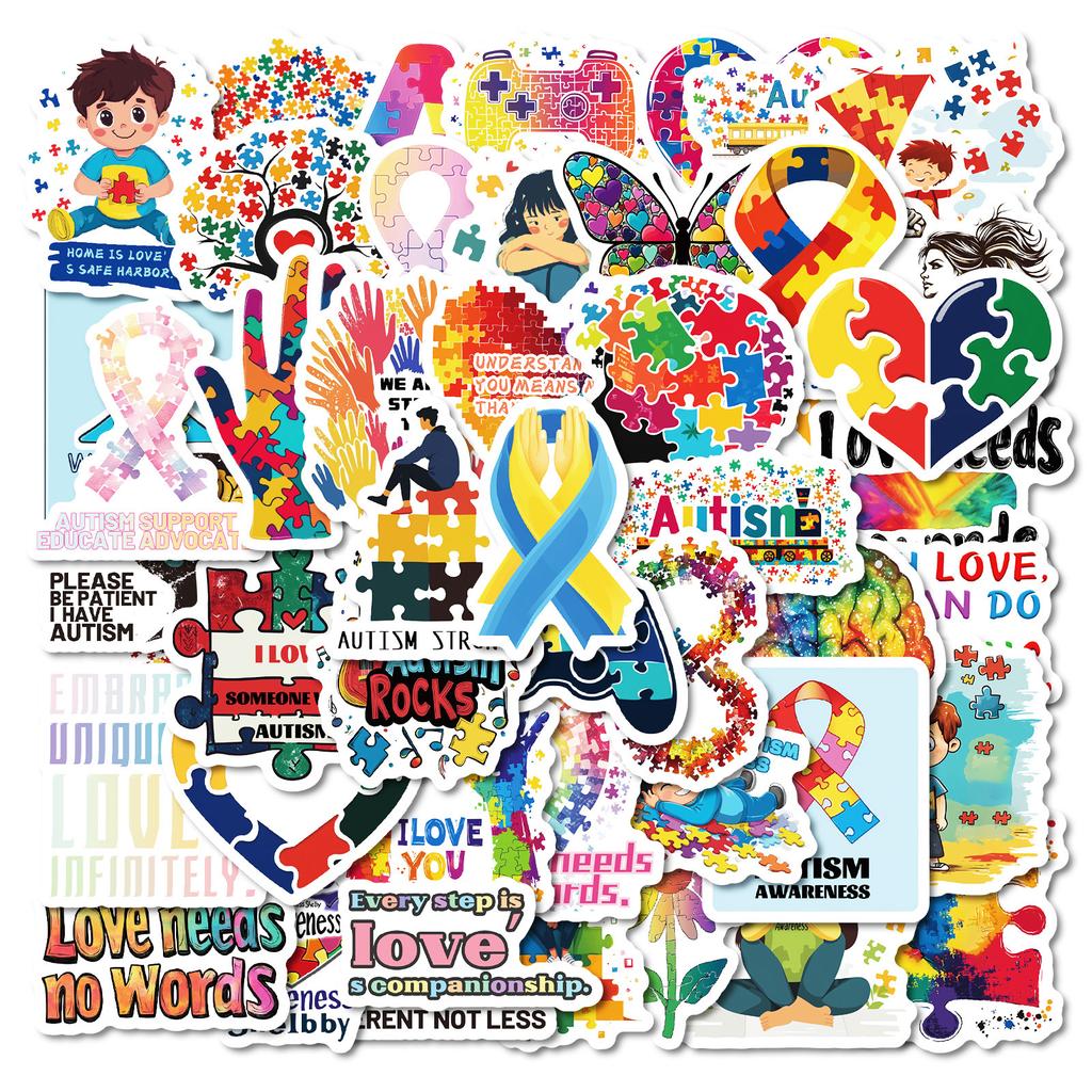 50 Waterproof Decorative Stickers Of Various Autism Cure Series