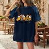 Casual Women Denim Patchwork Oktoberfest Graphic Print Short Sleeve T Shirt Comfortable Loose Fit Summer Top