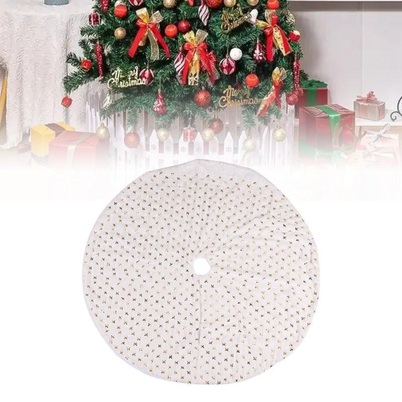 Christmas Tree Skirt Base Stand Cover Holiday Decoration Gold Color Piece Bead