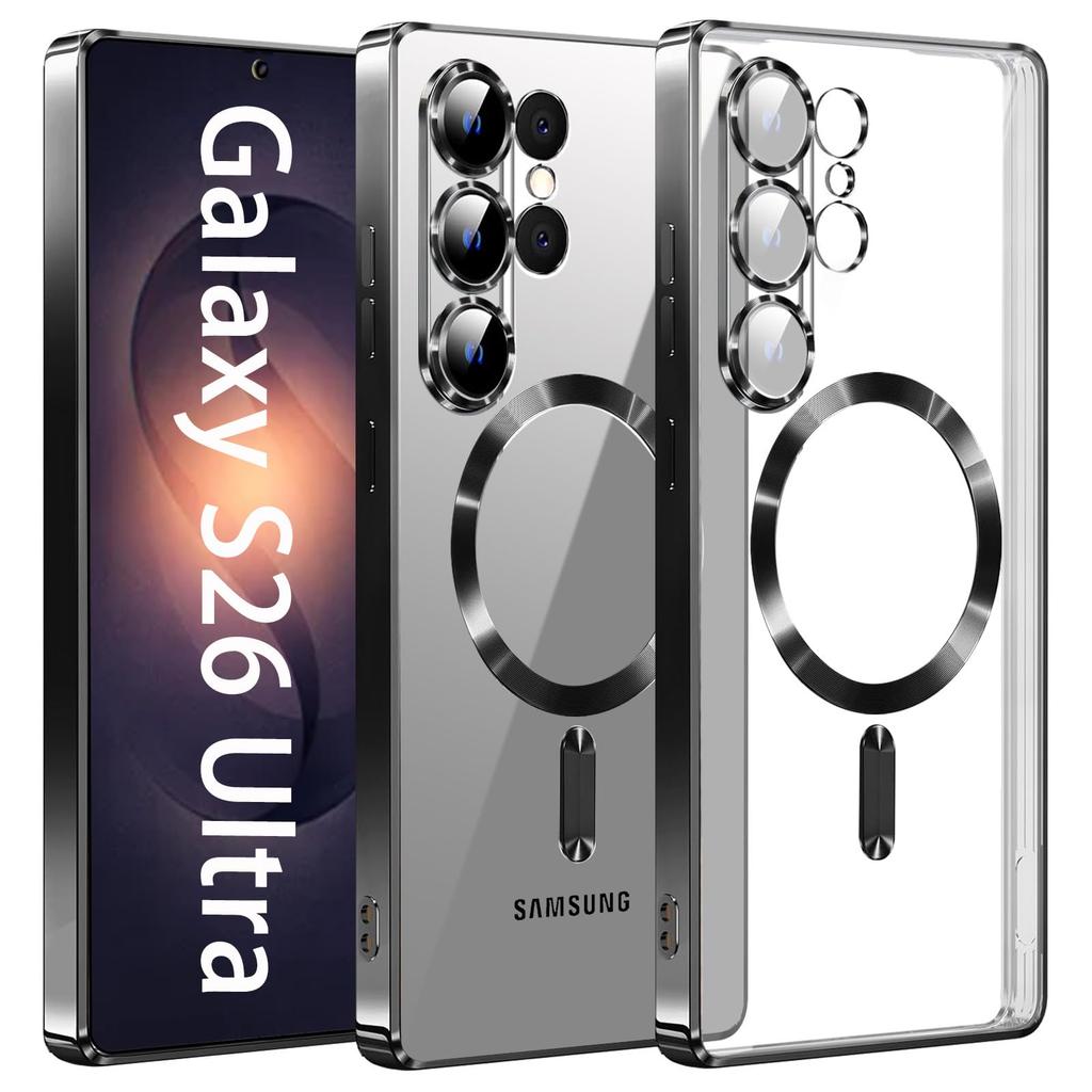Custodia per Samsung S26 Ultra Trasparente Antiurto Sottile Magnetica Protettiva per Telefono Magnete Ultra Forte Cover Posteriore Anti-Ingiallimento