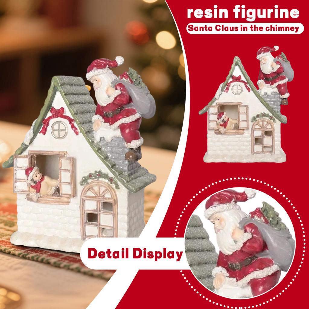 Christmas House Statue Desktop Centerpiece Statue Christmas Decoration Ornaments