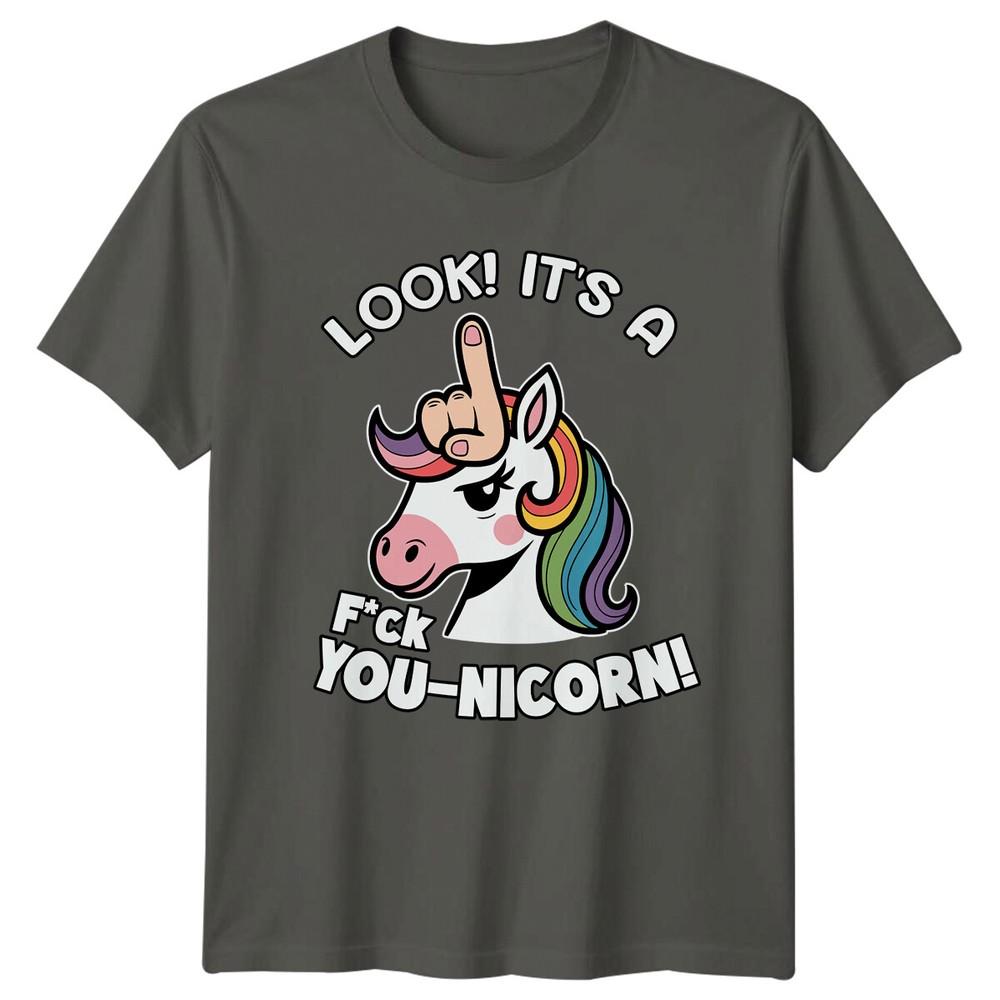 Look Its A Fck Younicorn Sarcastic Unicorn Graphic TShirt S