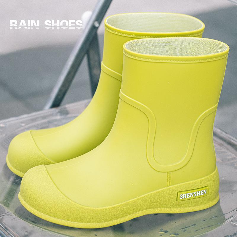 Moteriški korėjietiško stiliaus mieli trumpaauliai studentiški vandeniui atsparūs lietaus batai, kasdieniai neslystantys dėvėjimuisi atsparūs vandens batai laukui