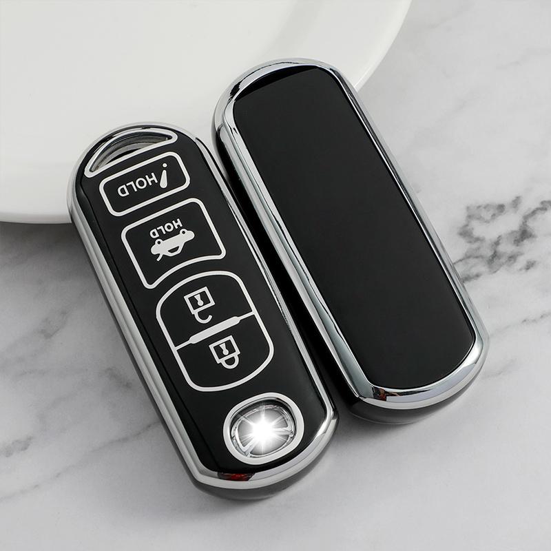 Premium Soft TPU Car Key Case Cover Shell for MAZDA Mazda3 Axela ATENZA CX4 CX5 Key Rings Keychain Bag Factory (as the picture,Perfect Fit)
