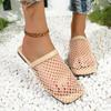 Fashion 2025 Summer Closed Toe Women's Slippers Fashion Mesh Hollow Out New Concise Plus Size Best Seller Comfortable Flat Slippers