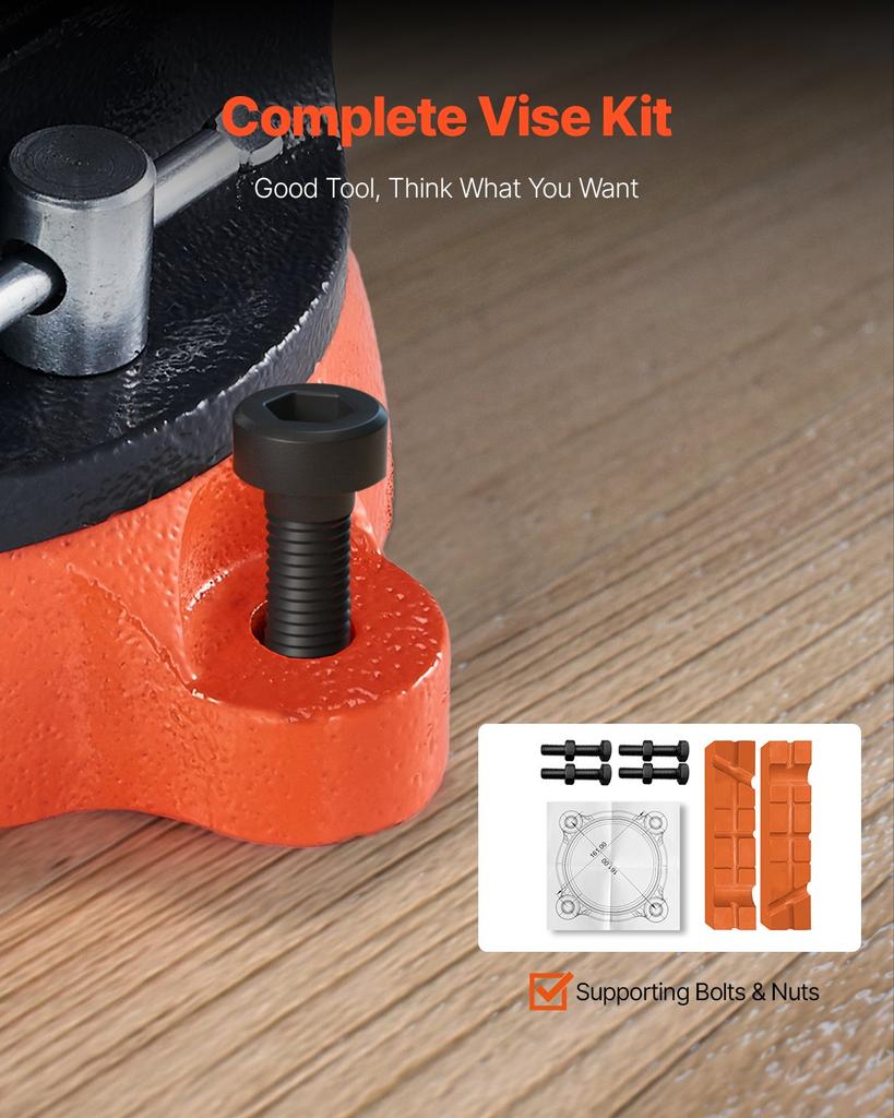VEVOR Bench Vise, 203 mm(8") Jaw Width, 203 mm(8") Max Jaw Opening Multipurpose Vise with 360 degreesSwivel Locking Base