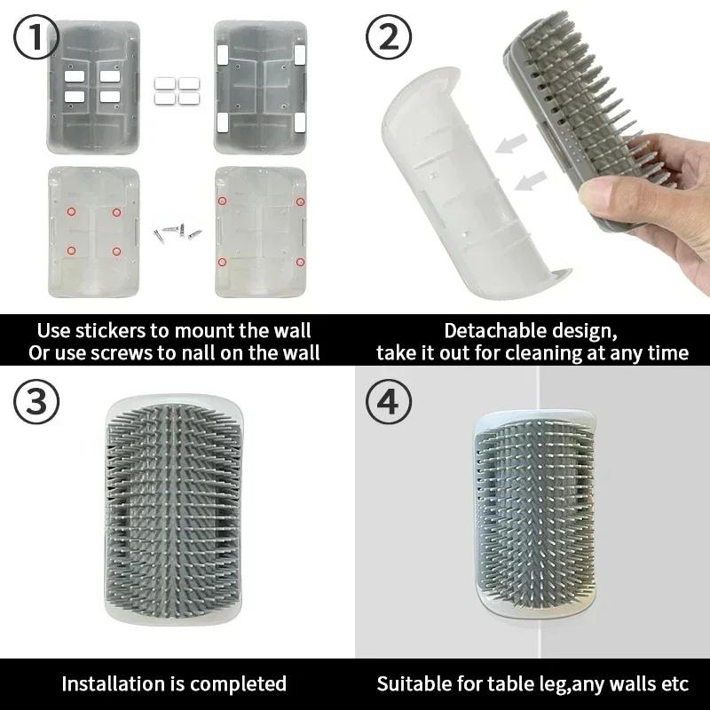 Perie de colț pentru pisici, pieptene, masajor pentru arc pisică, zgârietor din plastic, îndepărtează părul, pieptene pentru îngrijire cu iarbă pisicii, accesoriu de auto-curățare pentru pisici