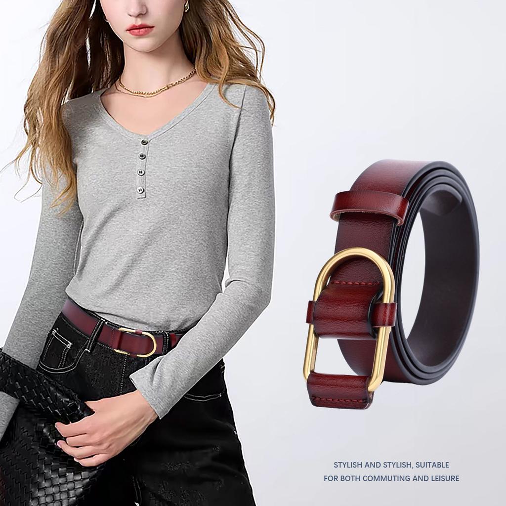 New Women'S Belt Double-Sided Leather High-Quality Pin Buckle Waist Thin Belt With Dress Cowhide Belt Women