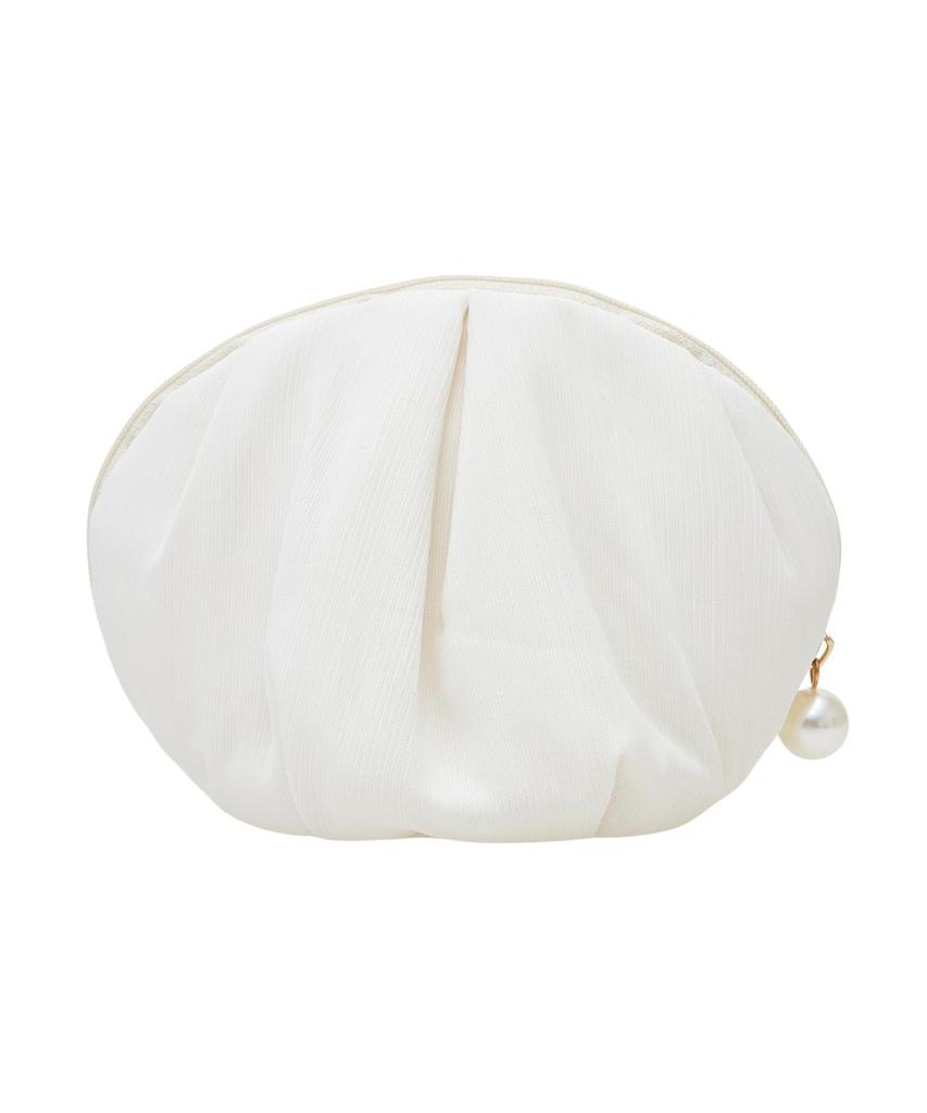 de Apparel Rose Ribbon Embroidered Pouch for Pink Beige [Maison Fleur] Women,