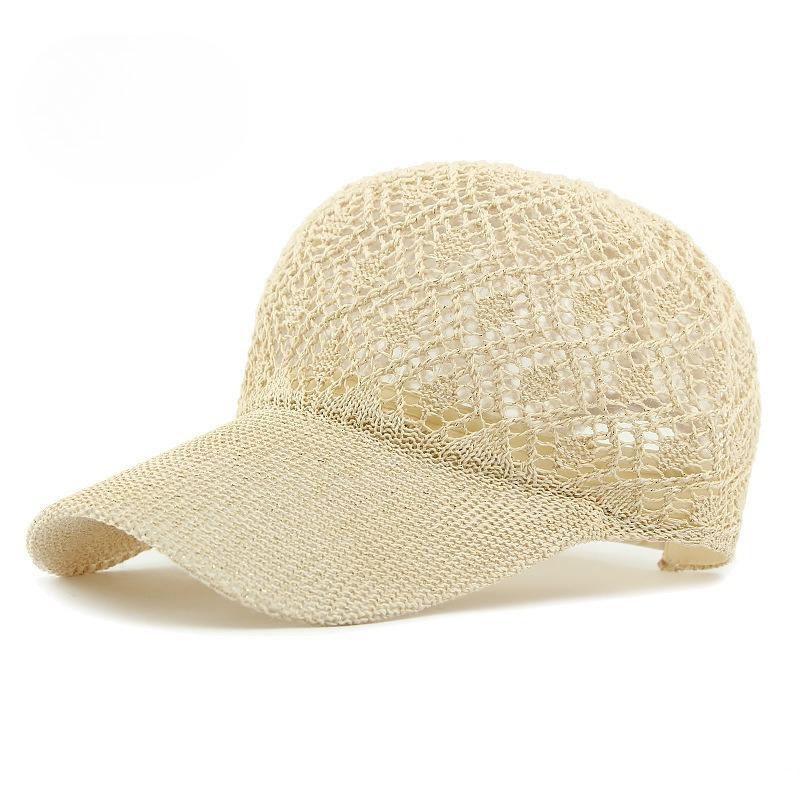 Women Summer Knit Crochet Mesh Baseball Cap Breathable Hollow Out Peaked Hat Shiny Lurex Thread Sparkly Sun Visor Cap