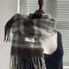 Winter Monochrome Plush Shawl Plain Lazy Style Solid Color Mohair Big Pull Warm Scarf Student Model