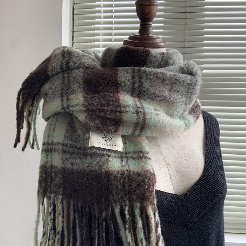 Winter Monochrome Plush Shawl Plain Lazy Style Solid Color Mohair Big Pull Warm Scarf Student Model