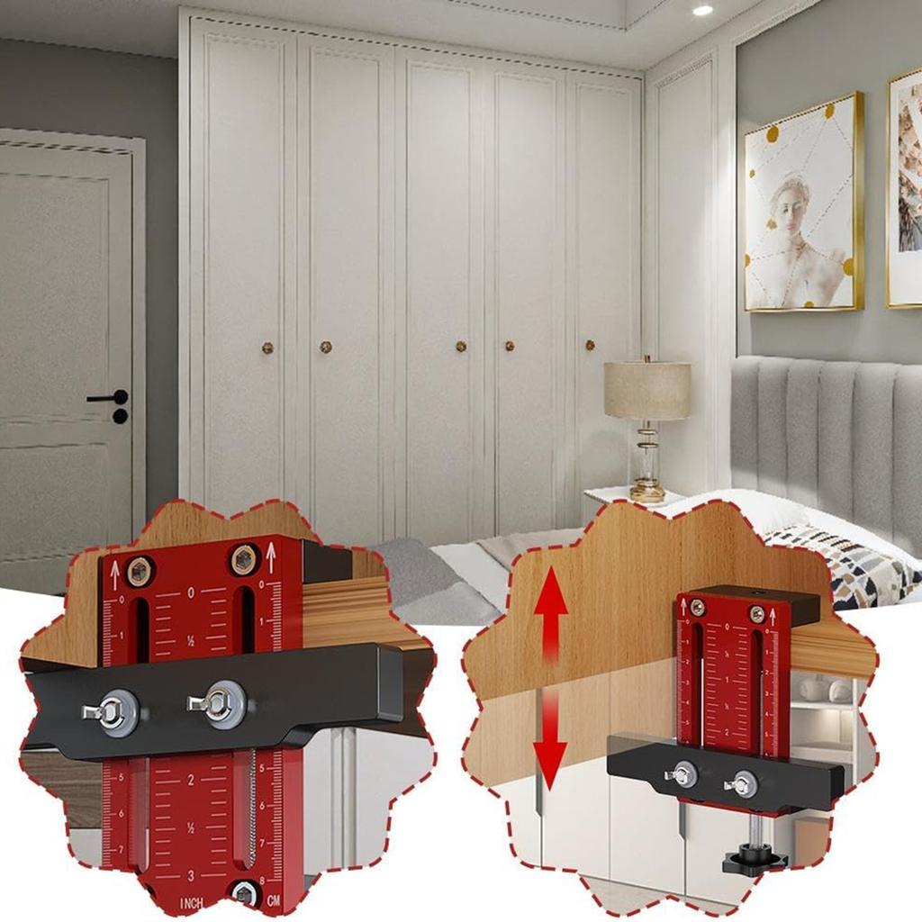 Aluminum Alloy Cabinet Hardware Jigs, Adjustable Length Cabinet Installation Tool Compatible For Most Cabinet Doors