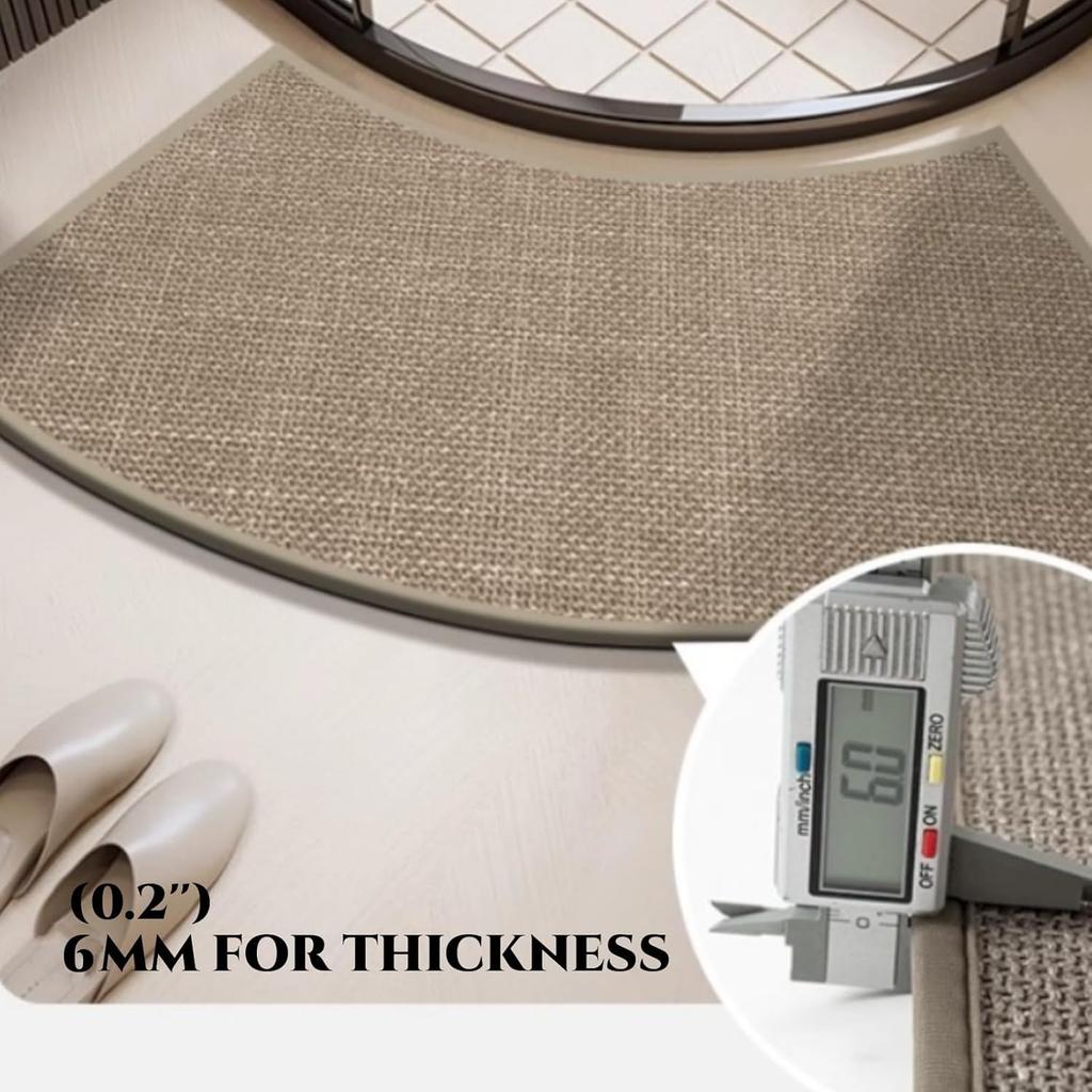 Non-Slip Corner Shower Mats,Semi-Circular Bath Mat, Curved Bath Rug, Washable Absorbent Camper Bathroom Rug, Corner Bath Mat Carpet for Circular