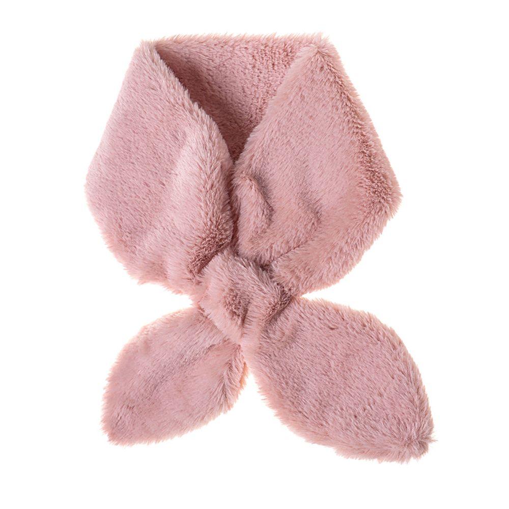

Elegant Faux Rabbit Fur Plush Winter Warm Neckerchief Wrap Neck Warmer Solid Color Cross Scarf рожевий