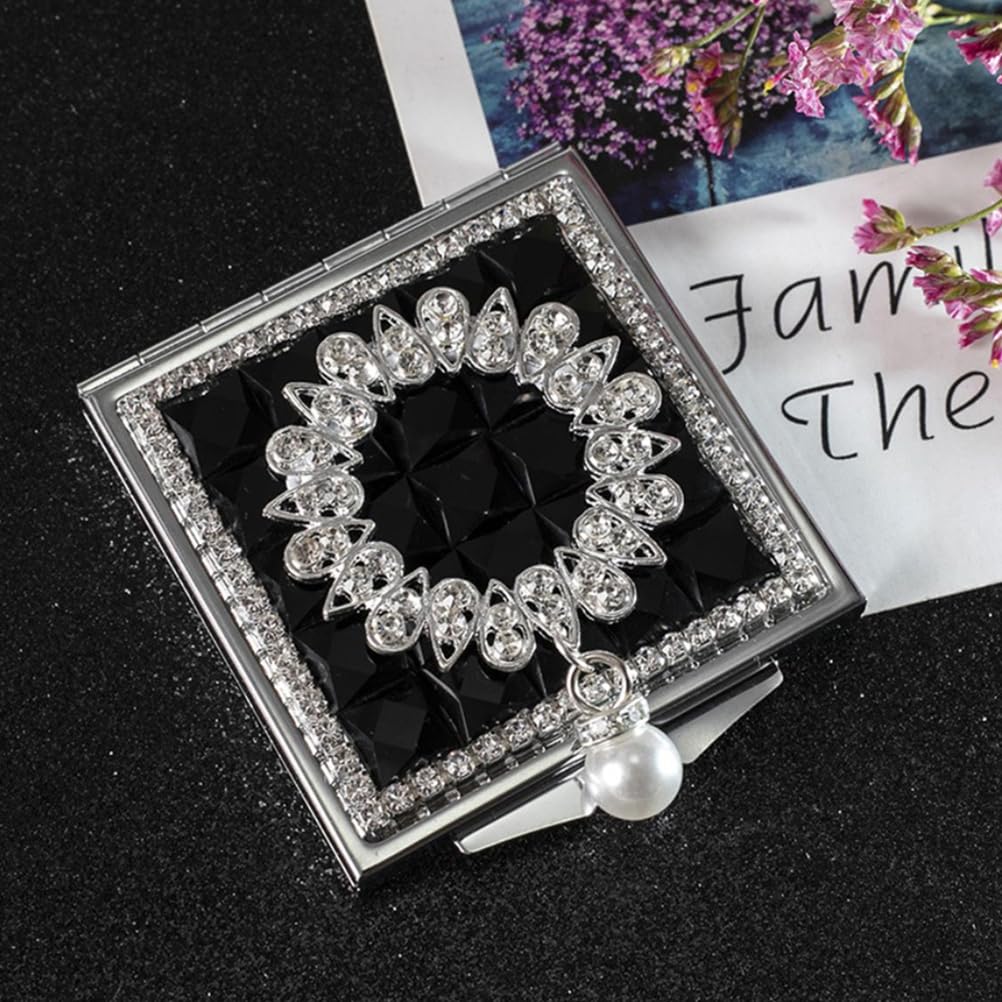 BESTOYARD Handheld Compact Folding Makeup Actress Small Mini Pocket Folding Makeup Black Mirror, Sparkly, Portable, Compact, Stylish, Mirror, Mirror,