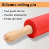 Non-Stick Silicone Rolling Pin Wooden Handle Pastry Dough Flour Roller Kitchen Cooking Baking Tool For Pasta Cookie Dough