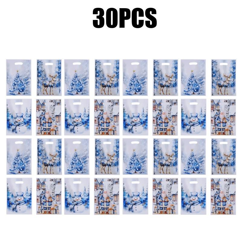 Christmas Party Favor Bag Cartoon Print Candy Tote Holiday Gift Exchange Bag Reusable Christmas Celebration Souvenir for Kids