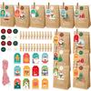 24Pcs/Set Christmas Gift Bag Santa Claus Snowman Deer Pattern Paper Treat Boxes Candy Packaging Festive Goodie Bags Decoration