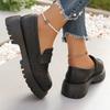 2025 Embroidered Platform Loafers Women Thick Bottom Pu Leather Shoes Woman Comfortable Slip on Casual Shoes Zapatos De Mujer
