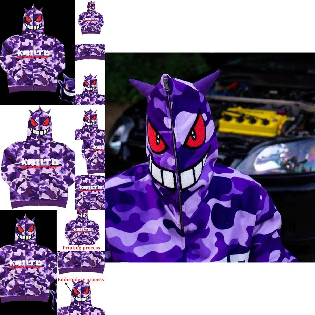 Giacca con cappuccio e zip Gengar Pokémon alla moda per l'autunno