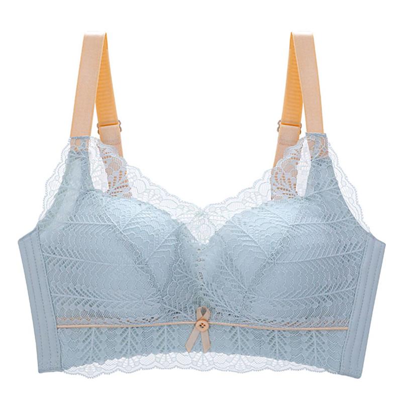 Deep V Lace Gathering: Seamless Anti Expansion Bra with Small Chest and Large Anti Sagging Effect, Gold Buckle Decoration for Underwear